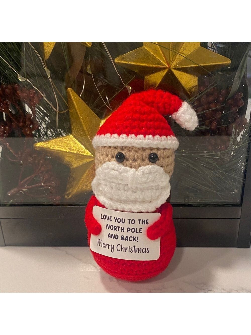 Handmade Crochet Santa Plush Christmas Decor Gift 5” - Picture 2 of 6
